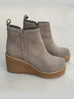 Diba True Comet Ride Circle It Suede Wedge Platform Booties Sz 7.5 NWT